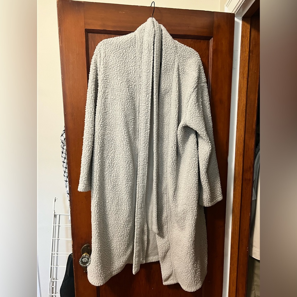 Cozy Wonderbra French Terry Gray Sherpa Women's Robe L/XL EUC